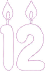 Number 12 with candles for the holiday.