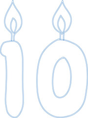 Number 10 with candles for the holiday.