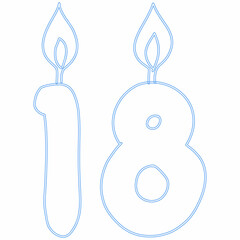 Number 18 with candles for the holiday.