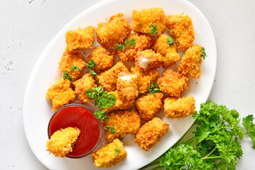 Homemade crispy fried chicken nuggets