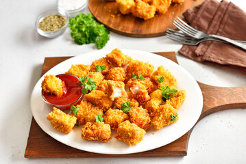 Homemade crispy fried chicken nuggets