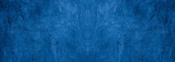 Old wall pattern texture cement blue dark abstract  blue color design are light with black gradient background.