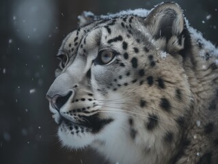 Stunning Snow Leopard Portrait, AI Generated
