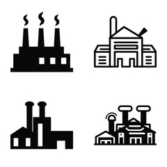 Obraz premium Factory Flat Icon Set Isolated On White Background