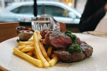 steak and chips