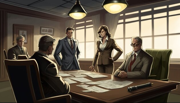 business meeting realistic very detailed decission making with the boss generative ai