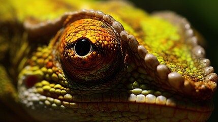 Macro Photograph of Chameleon Eye
