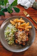 rice with broccoli and potatoes