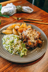 rice with broccoli and potatoes