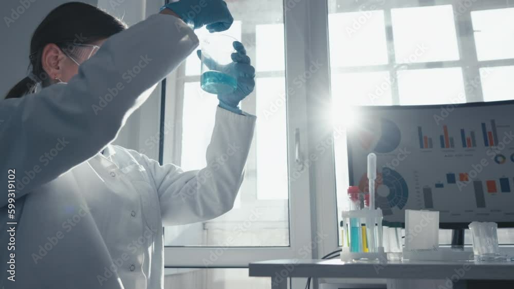 Aufkleber Experimental chemical laboratory, where the scientist performs complex analysis for development of pharmaceutical technology. Laboratory assistant conducts research in field medicine and biotechnology