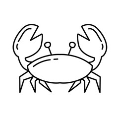 Crab. Crab silhouette. Sea animal. Design element for textile, print, menu, app, coloring book. Vector illustration in linear style