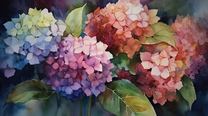 Colorful Hydrangeas: Embracing Nature's Beauty in Watercolor