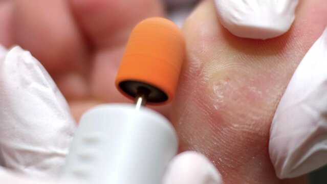 Removal of calluses and roughened skin from the foot with a pedicure tool
