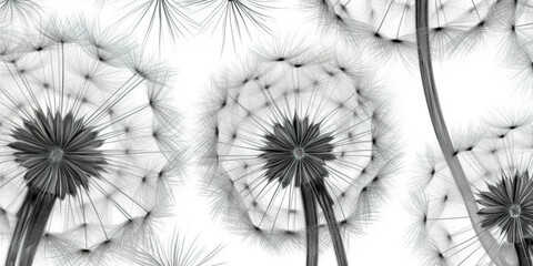 Beautiful dandelion for an abstract wall decoration in a modern apartment. It is a very cozy background for different living spaces in the apartment. Illustration generated by AI.
