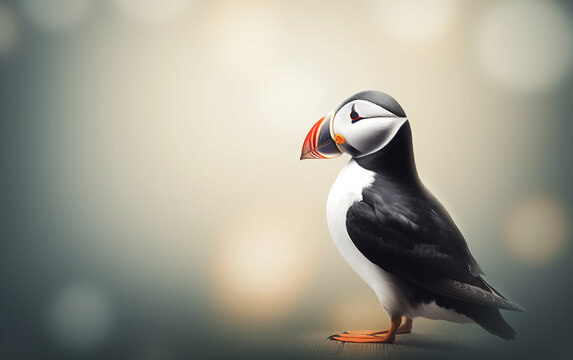 A charming puffin bird, suitable for lovely wallpapers or backgrounds