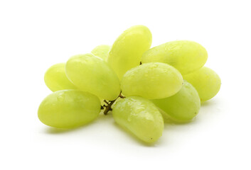 Green grape with water droplets isolated on white background. Clipping path.