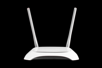 Isolate modem router on black background, internet concept