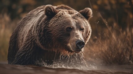 Obraz na płótnie Canvas Captivating Wild Bear Encounter - AI Generated Generative AI