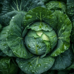 Obraz premium - green, fresh cabbage head, generative ai