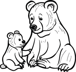 Cute Baby Bear and Mother Bear Coloring Pages for Kids