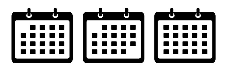 Calendar thin like icons. Calendar, monthly, weekly, year, date, event, appointment, time. Vector calendar illustration. 