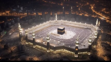 Landscape of the Kaaba in Mecca, generative ai