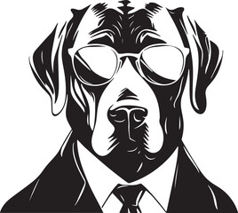 Labrador dog in a business suit and sun glasses Vector Illustration, SVG