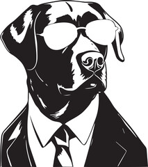 Labrador dog in a business suit and sun glasses Vector Illustration, SVG
