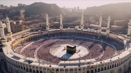 Rolgordijnen Landscape of the Kaaba in Mecca, generative ai © Salsabila Ariadina