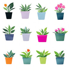 イラスト素材: 植木鉢と花・植物
