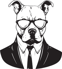 Pitbull dog in a business suit and sun glasses Vector Illustration, SVG