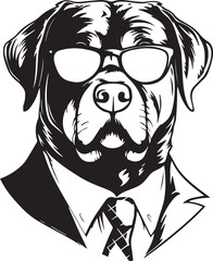 Rottweiler dog in a business suit and sun glasses Vector Illustration, SVG
