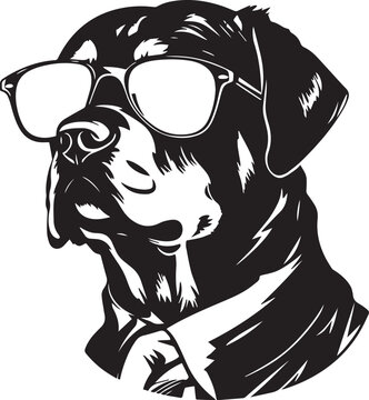 Rottweiler dog in a business suit and sun glasses Vector Illustration, SVG