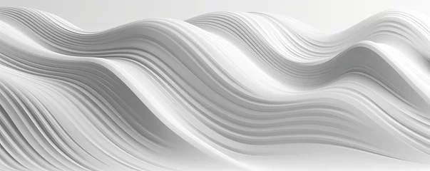 Foto op Canvas  Abstract White wavy sculpted Horizontal background, wave of 3d white liquid flow of marble. Liquid flow texture. Fluid art Abtract-themed, photorealistic illustrations in JPG. generative Ai © Purple Penguin GFX