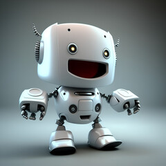Naklejka premium Credible_Robot_smiling_volumetric_lighting