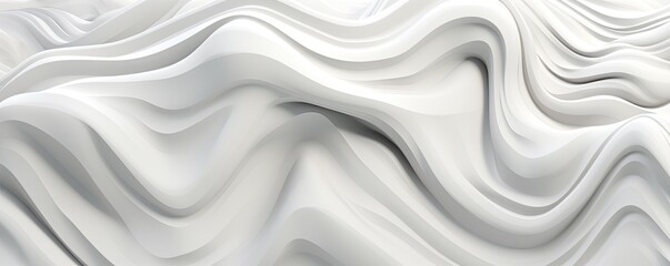  Abstract White wavy sculpted Horizontal background, wave of 3d white liquid flow of marble. Liquid flow texture. Fluid art Abtract-themed, photorealistic illustrations in JPG. generative Ai
