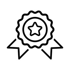 Winning award in line style icon, winning, prize, medal, badge, prize, achievement, seal, quality, star, certified medal symbol. badge with ribbons simple black style sign for apps and website, 