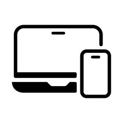 Modern computer monitor screen in line style icon, Device symbol, desktop, smartphone, tablet simple black style sign for apps and website, vector illustration.