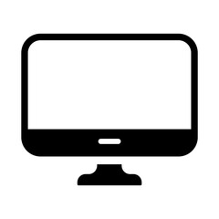 Modern computer monitor screen in flat style icon, desktop symbol, monitor display screen simple black style sign for apps and website, vector illustration.