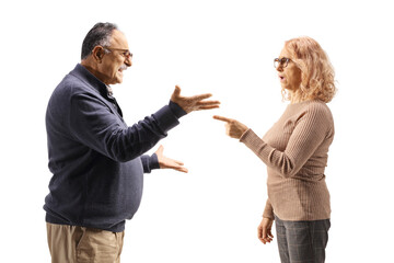 Profile shot of a mature man and woman having an argument