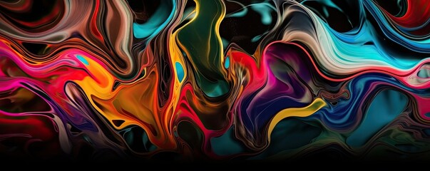 Obraz na płótnie Canvas Abstract wide Horizontal background, multi-colored molten glass. Liquid flow texture. Fluid art Abtract-themed, photorealistic illustrations in JPG. generative ai