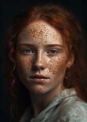 portrait of red head woman girl created using generative ai