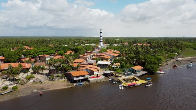Mandacaru Lighthouse At Barreirinhas Maranhao Brazil. Lighthouse Light. Nature Waterfall Green Canyon. Nature Exterior Green Waterfall Up Above. Nature Canyon Valley Cascade. Barreirinhas Maranhao.
