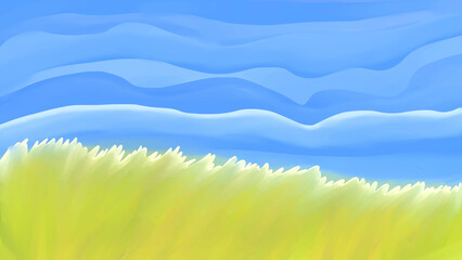 Obraz premium hand-painted abstract fields with the sky