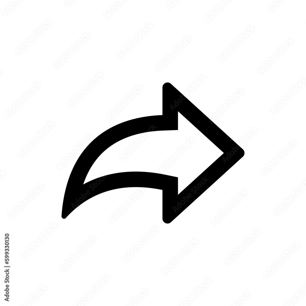 Poster share arrow icon reply send forward icons with curved arrow . line outline flat style