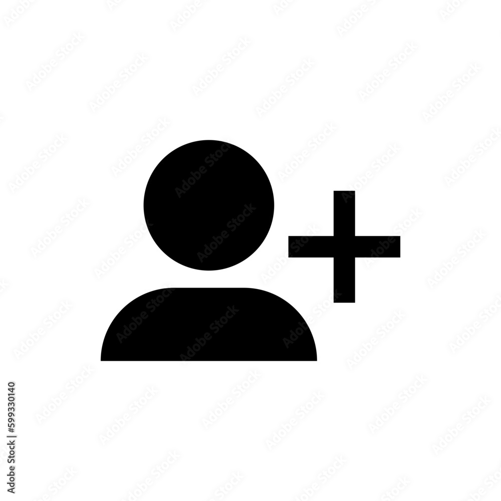 Poster Add new user icon vector male person profile avatar with plus symbol, Add user profile icon