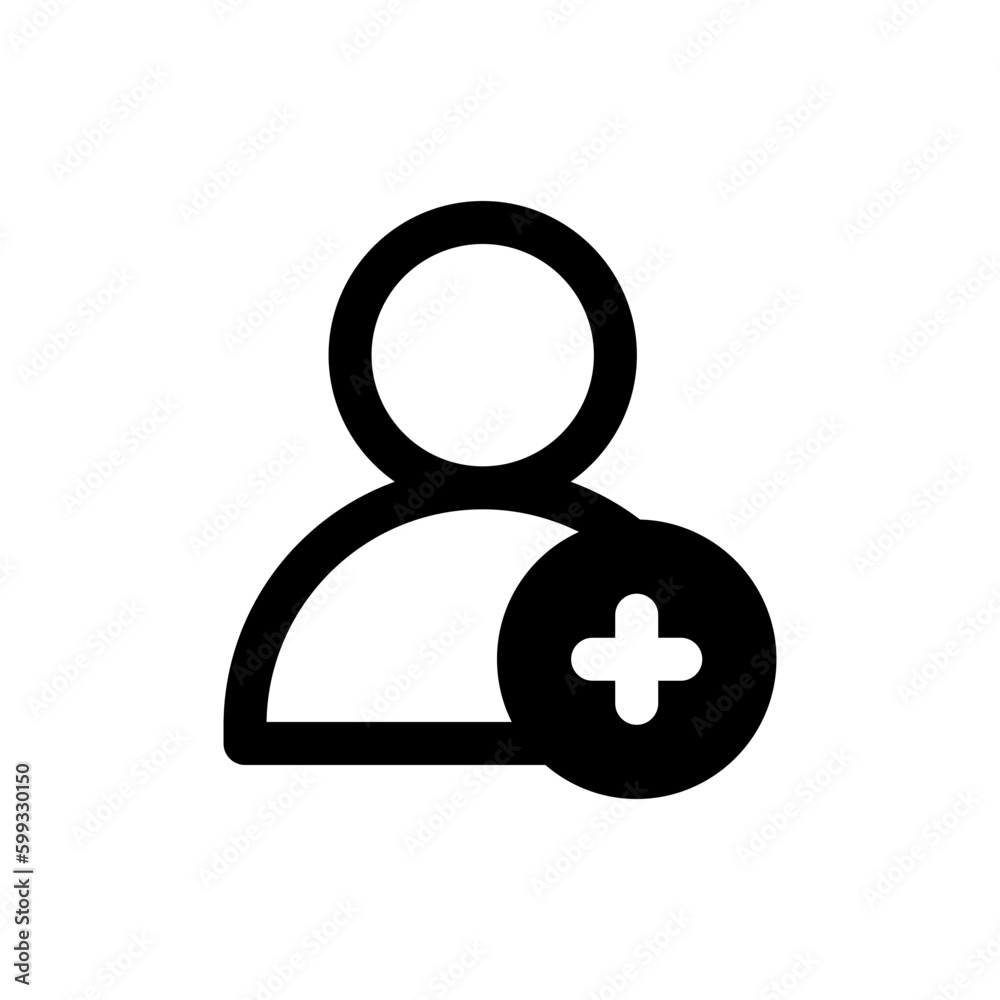 Poster add new user icon vector male person profile avatar with plus symbol, add user profile icon
