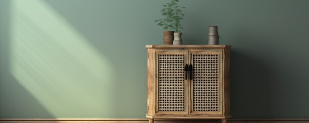 a sage-colored interior with a sculpted wall, , wide horizontal, product presentation,  interior background, Wall Art Mockup, 3D rendered, contemporary, product presentation. JPG. generative ai