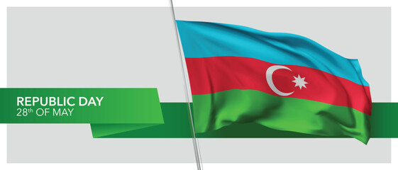 Azerbaijan republic day vector banner, greeting card.