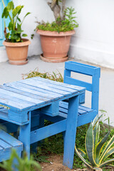 reasonable consumption, homemade wooden chair and table, garden furniture